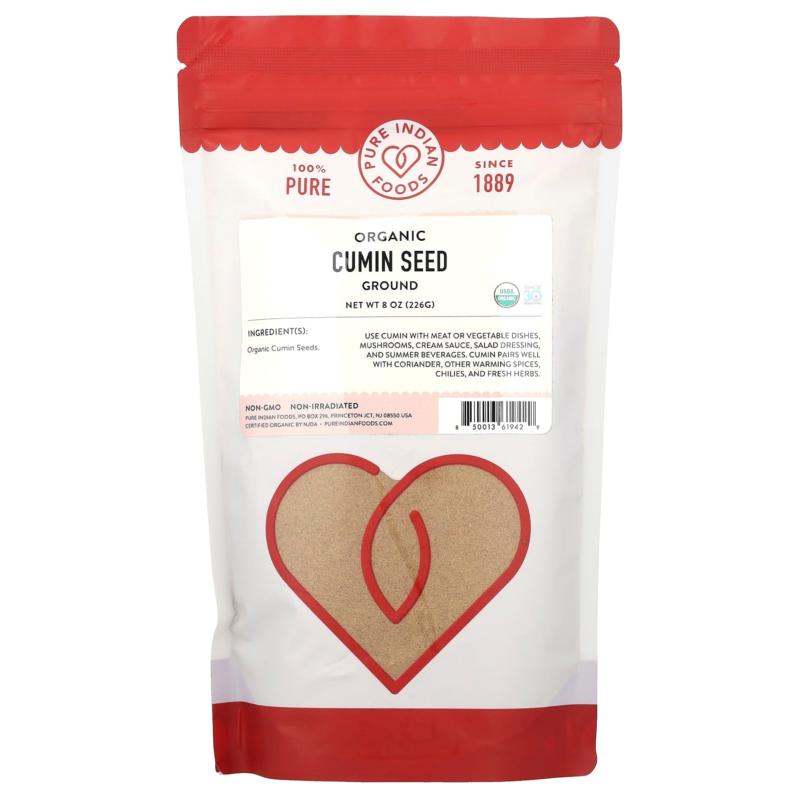 Pure Indian Foods, Organic Cumin Seed, Ground, 8 oz (226 g) - Image 1