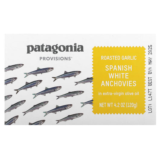 Patagonia Provisions, Roasted Garlic Spanish White Anchovies in Extra-Virgin Olive Oil, 4.2 oz (120 g) - Image 1