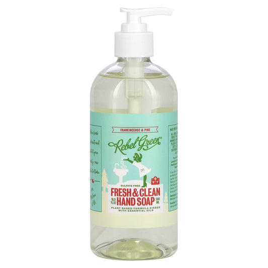 Rebel Green, Fresh & Clean Hand Soap, Frankincense & Pine, 16.9 oz (500 ml) - Image 1