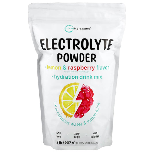 Micro Ingredients, Electrolyte Powder, Lemon & Raspberry, 2 lb (907 g) - Image 1
