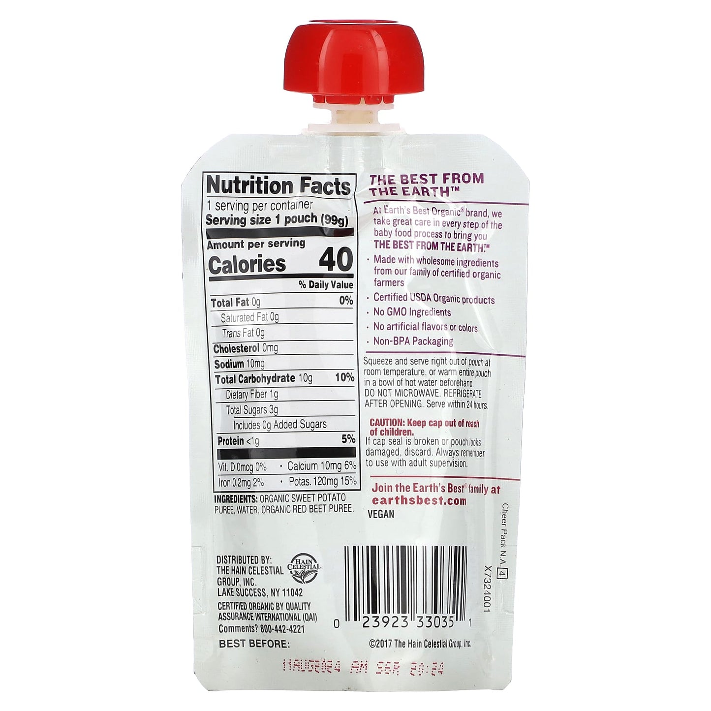 Organic Baby Food Puree for Earth's Best, Sweet Potato & Beets - Image 2