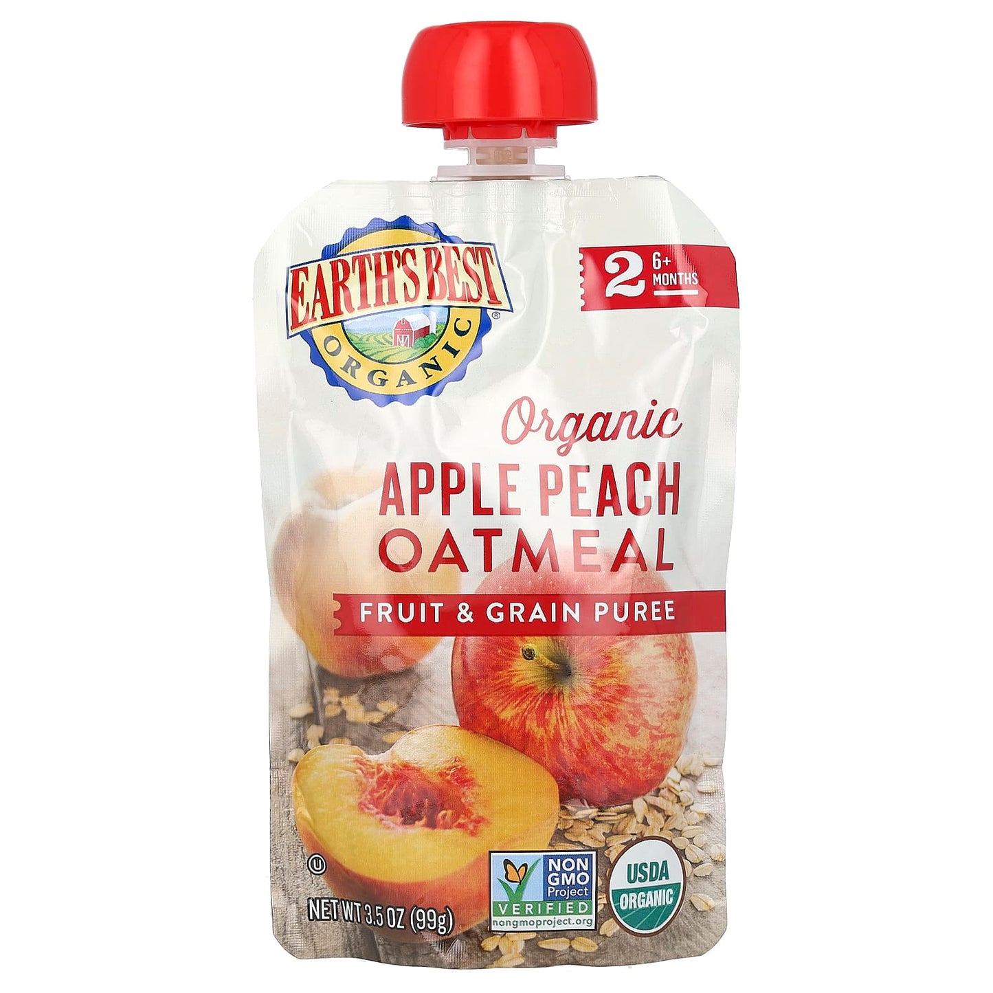 Organic Baby Food for 6+ Months | Apple Peach Oatmeal Puree - Image 1