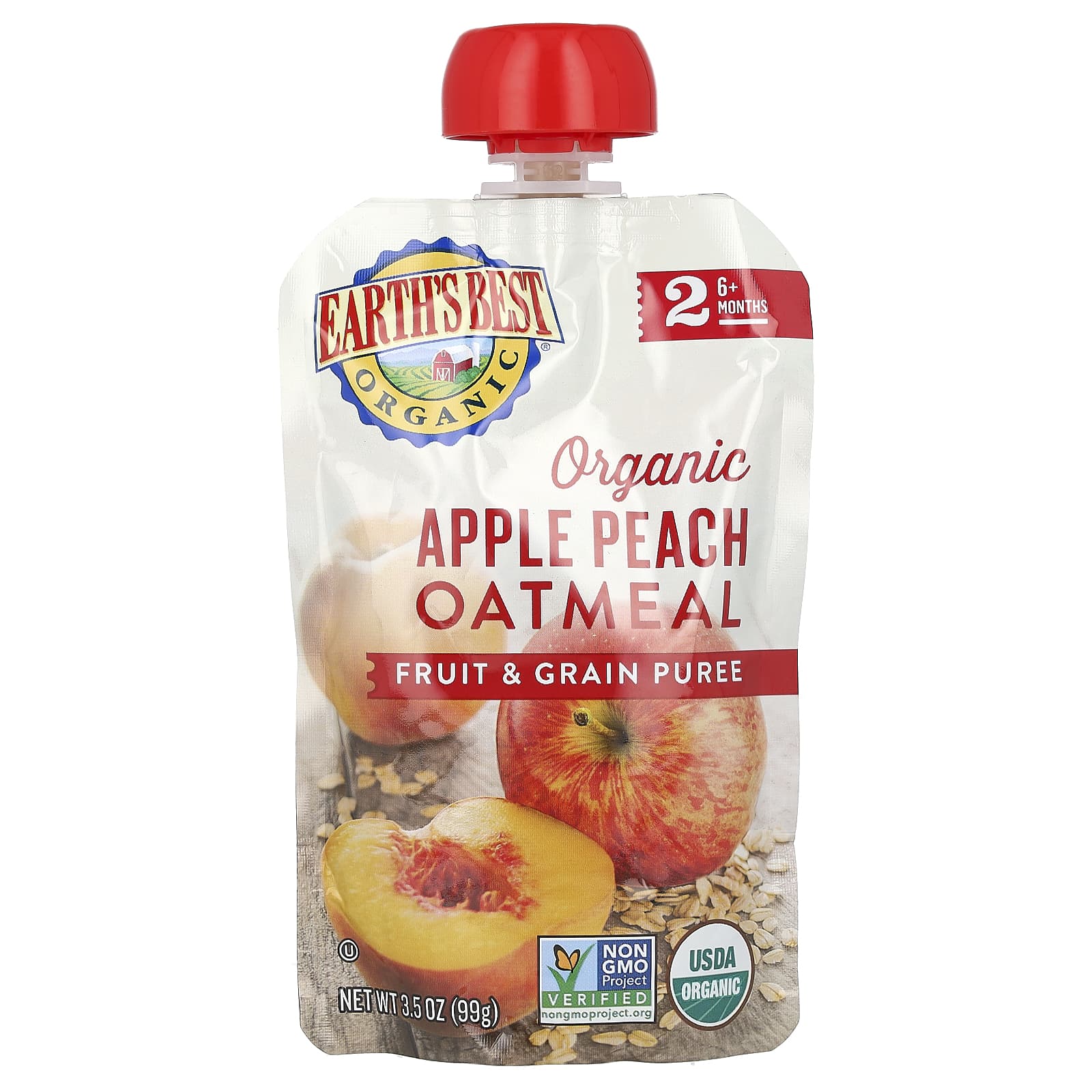 Organic Baby Food for 6+ Months | Apple Peach Oatmeal Puree - Image 1