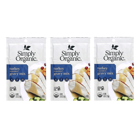 Simply Organic, Turkey Gravy Mix, 3 Pack 0.85 oz (24 g) Each - Image 1