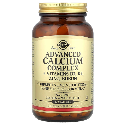 Solgar, Advanced Calcium Complex + Vitamins D3, K2, Zinc, Boron, 120 Tablets - Image 1