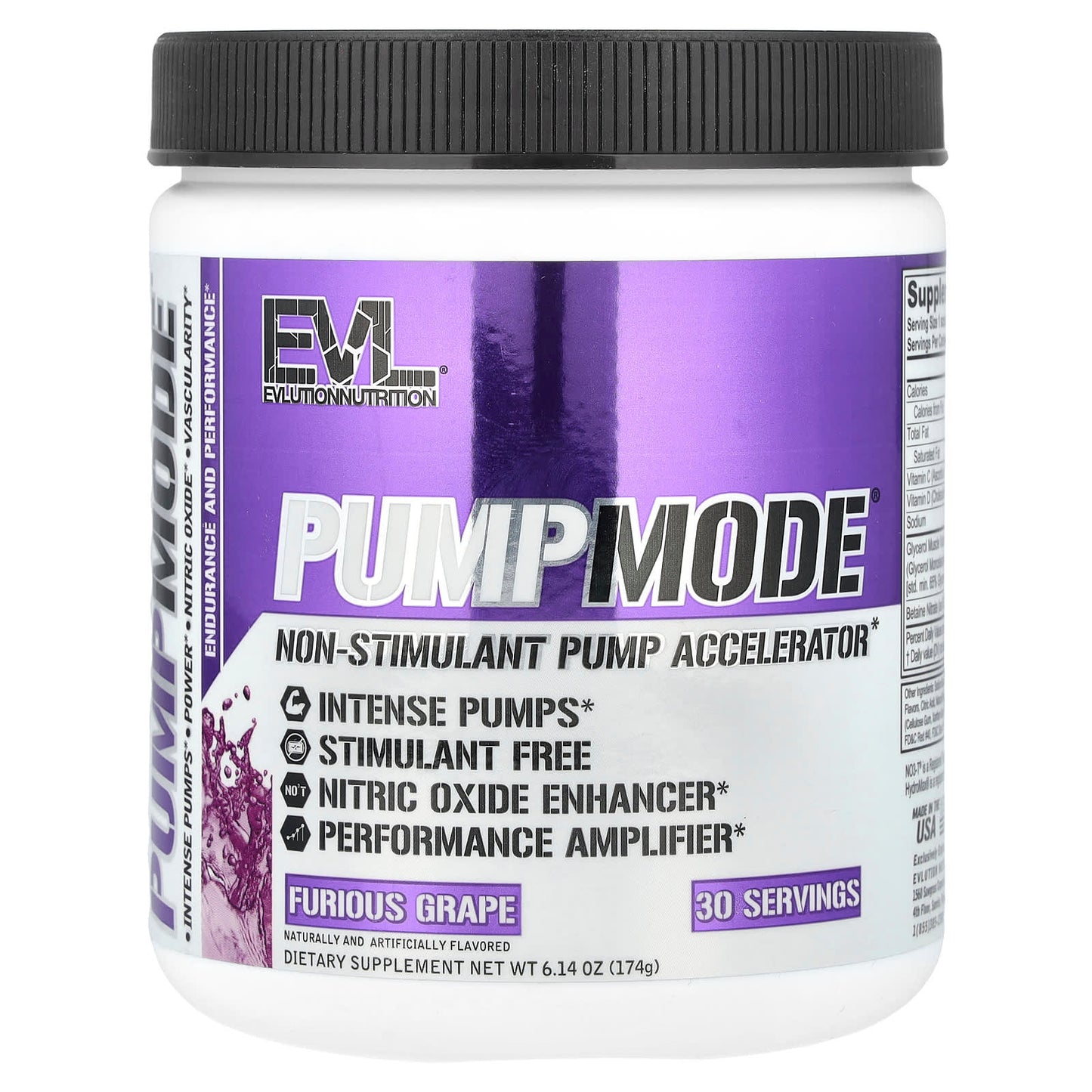 EVLution Nutrition PumpMode Non-Stimulant Pump Accelerator Furious Grape - Image 1