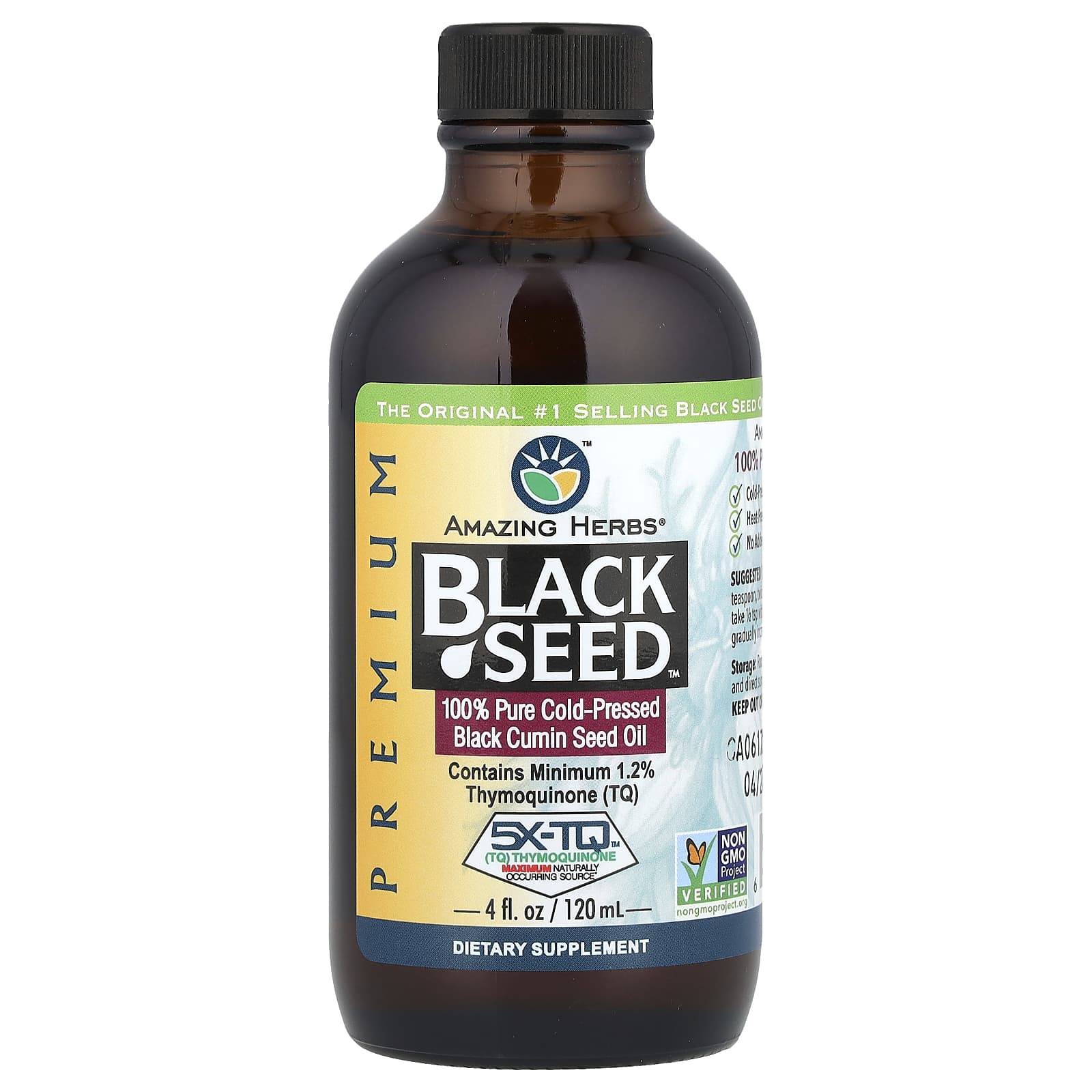 Amazing Herbs Cold-Pressed Black Cumin Seed Oil - 100% Pure - 120ml - Image 1