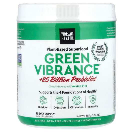 Vibrant Health, Green Vibrance +25 Billion Probiotics, Version 21.0, 5.82 oz (165 g) - Image 1