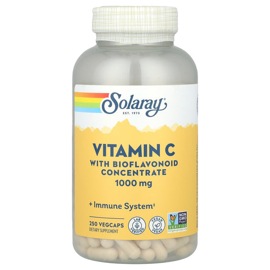 Solaray, Vitamin C with Bioflavonoid Concentrate, 1,000 mg, 250 VegCaps - Image 1