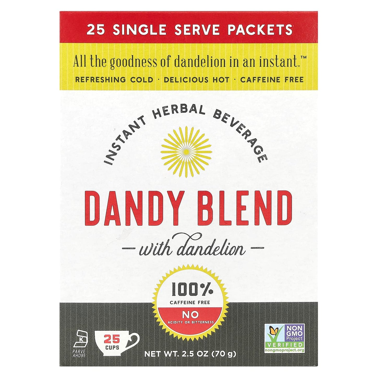 Caffeine-Free Dandelion Tea Substitute - 25 Single Serve Packets - Image 1