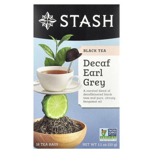 Stash Tea, Black Tea, Decaf Earl Grey, 18 Tea Bags, 1.1 oz (33 g) - Image 1