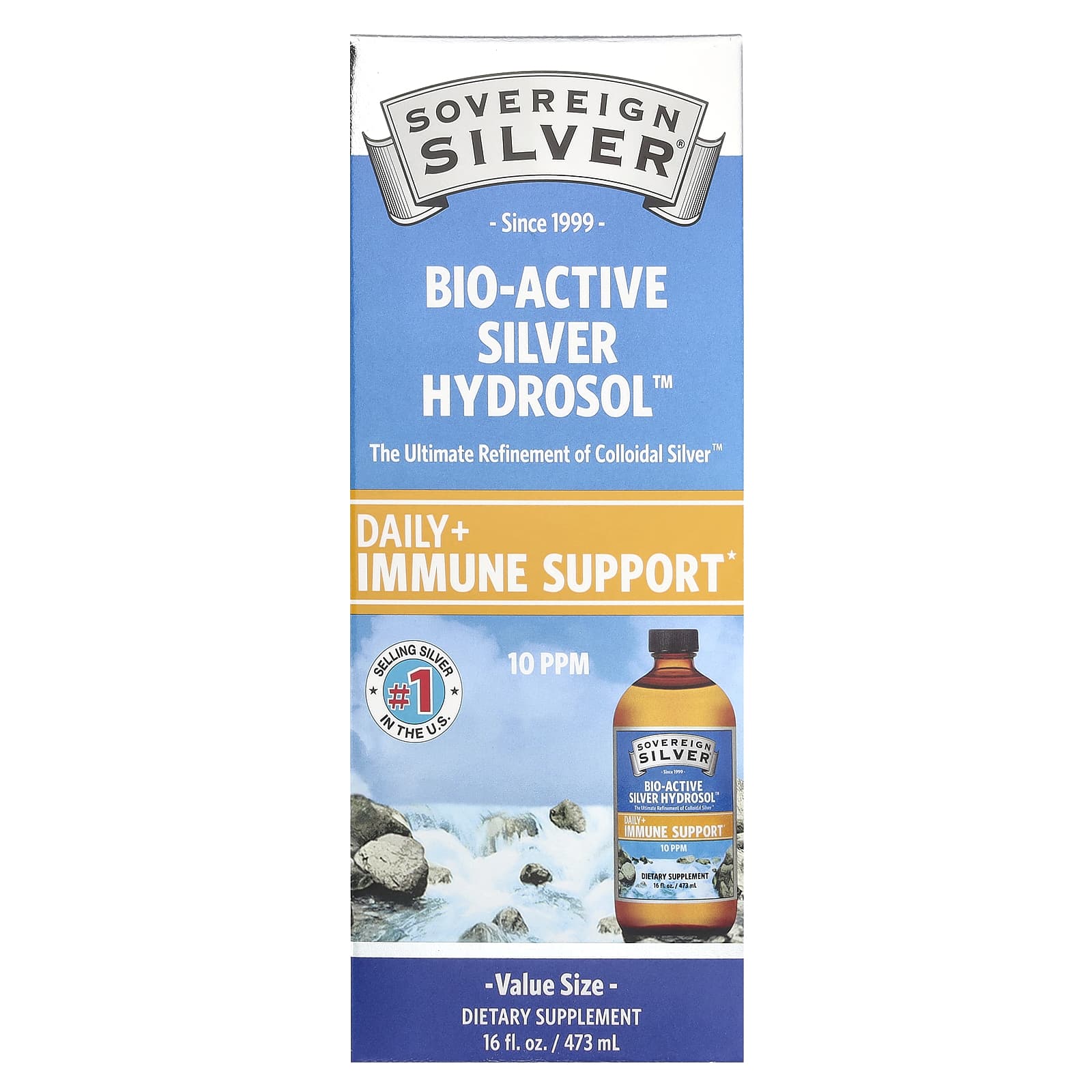 Sovereign Silver, Bio-Active Silver Hydrosol™, 10 PPM, 16 fl oz (473 ml) - Image 1