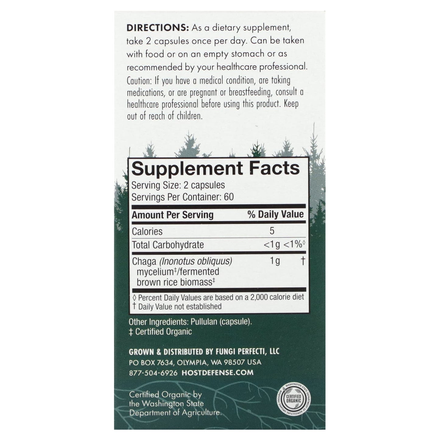 Host Defense, Mushrooms, Chaga, 120 Capsules (0.5 g per Capsule)