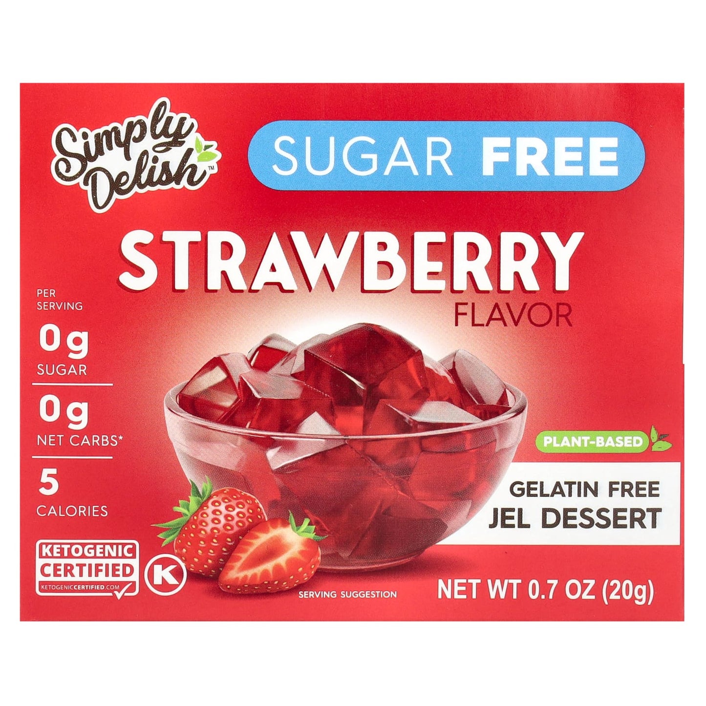 Natural Simply Delish, Gelatin Free Jel Dessert, Sugar Free, Strawberry, 0.7 oz (20 g) - Image 1