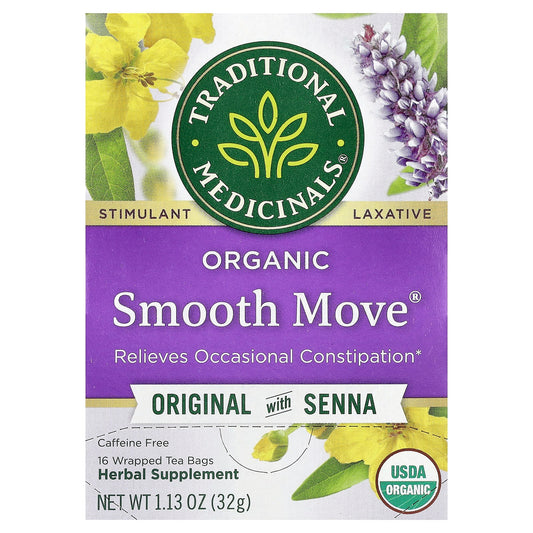 Traditional Medicinals, Organic Smooth Move®, Original with Senna, Caffeine Free, 16 Wrapped Tea Bags, 1.13 oz (32 g) - Image 1
