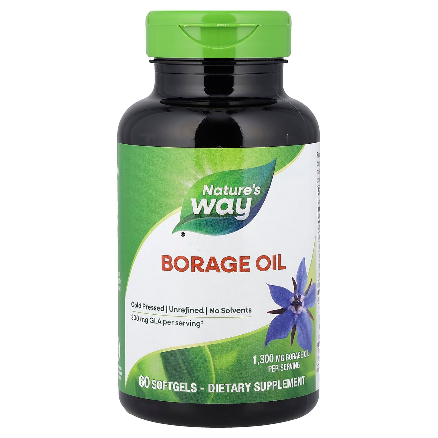 Nature's Way, Borage Oil, 1,300 mg, 60 Softgels - Image 1