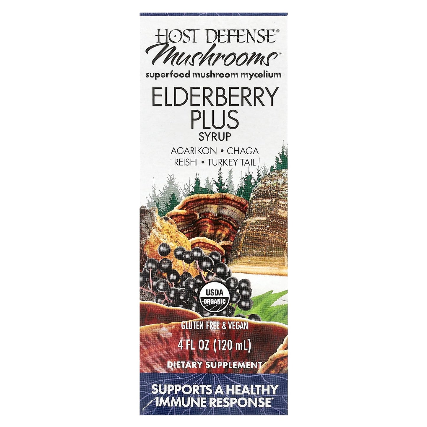 Elderberry Plus Syrup with 4 Immune-Boosting Mushrooms - 120ml - Image 1