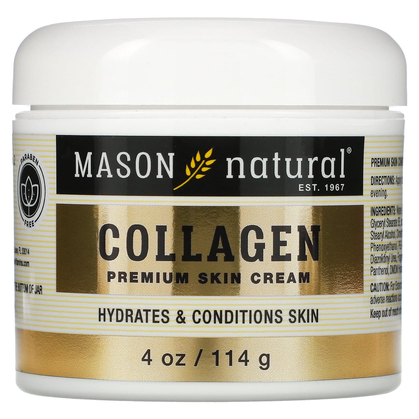 Mason Natural, Collagen Premium Skin Cream, Pear, 4 oz (114 g) - Image 1