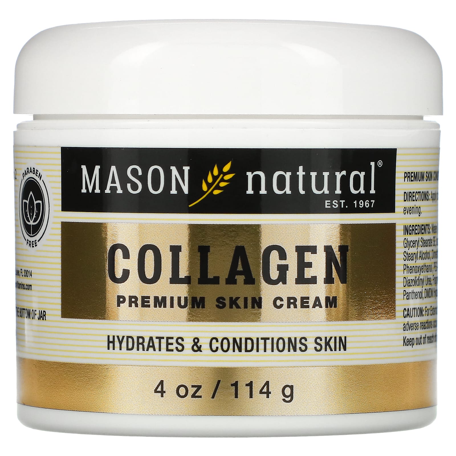 Mason Natural, Collagen Premium Skin Cream, Pear, 4 oz (114 g) - Image 1