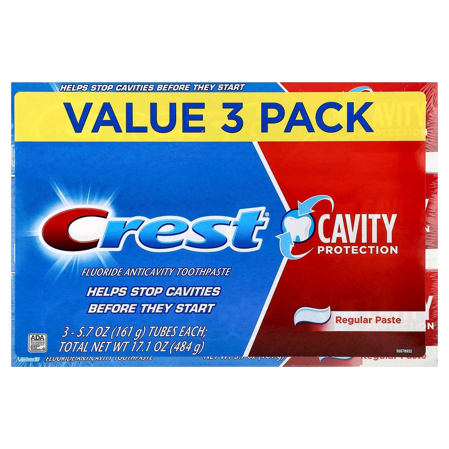 Crest 3-Pack Anticavity Toothpaste, Cavity Protection, Fluoride, Regular Paste - Image 2