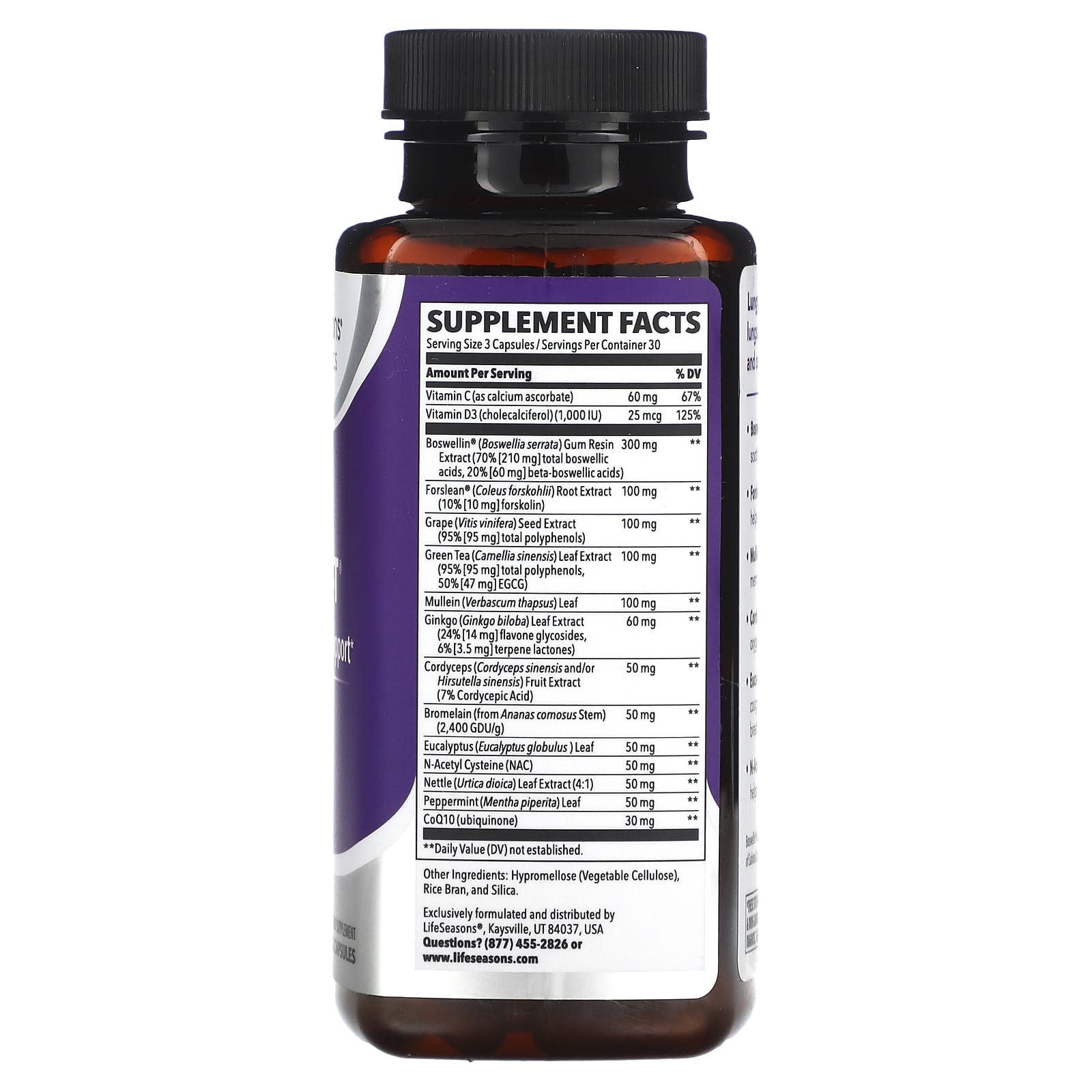 LifeSeasons, Lung Capaci-T, Respiratory Support, 90 Veg Capsules - Image 2