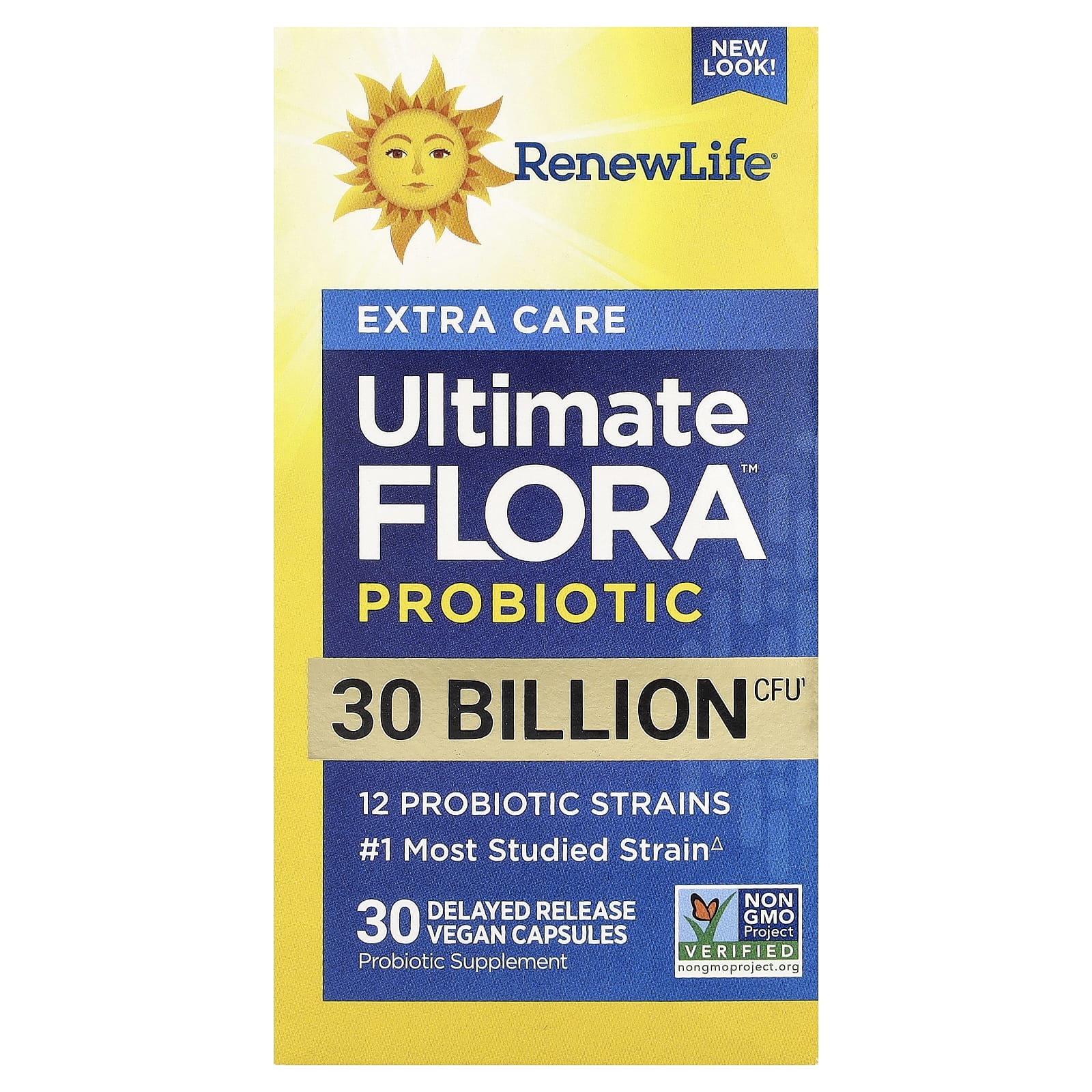 Renew Life, Extra Care Ultimate Flora™ Probiotic , 30 Billion CFU, 30 Delayed Release Vegan Capsules - Image 1