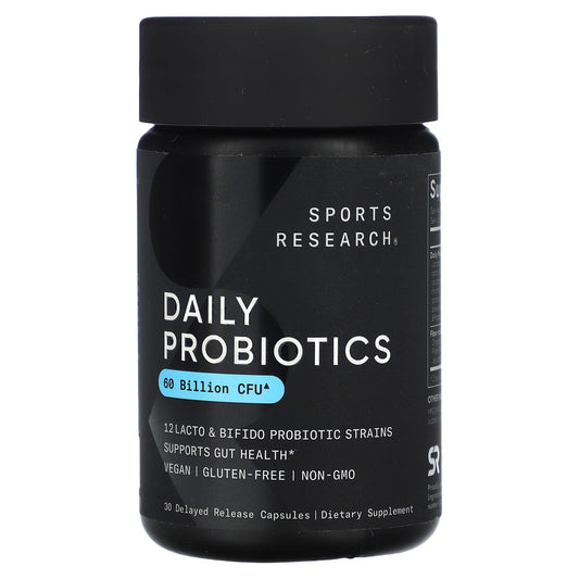 Sports Research, Daily Probiotics, 60 Billion CFU, 30 Delayed Release Capsules - Image 1