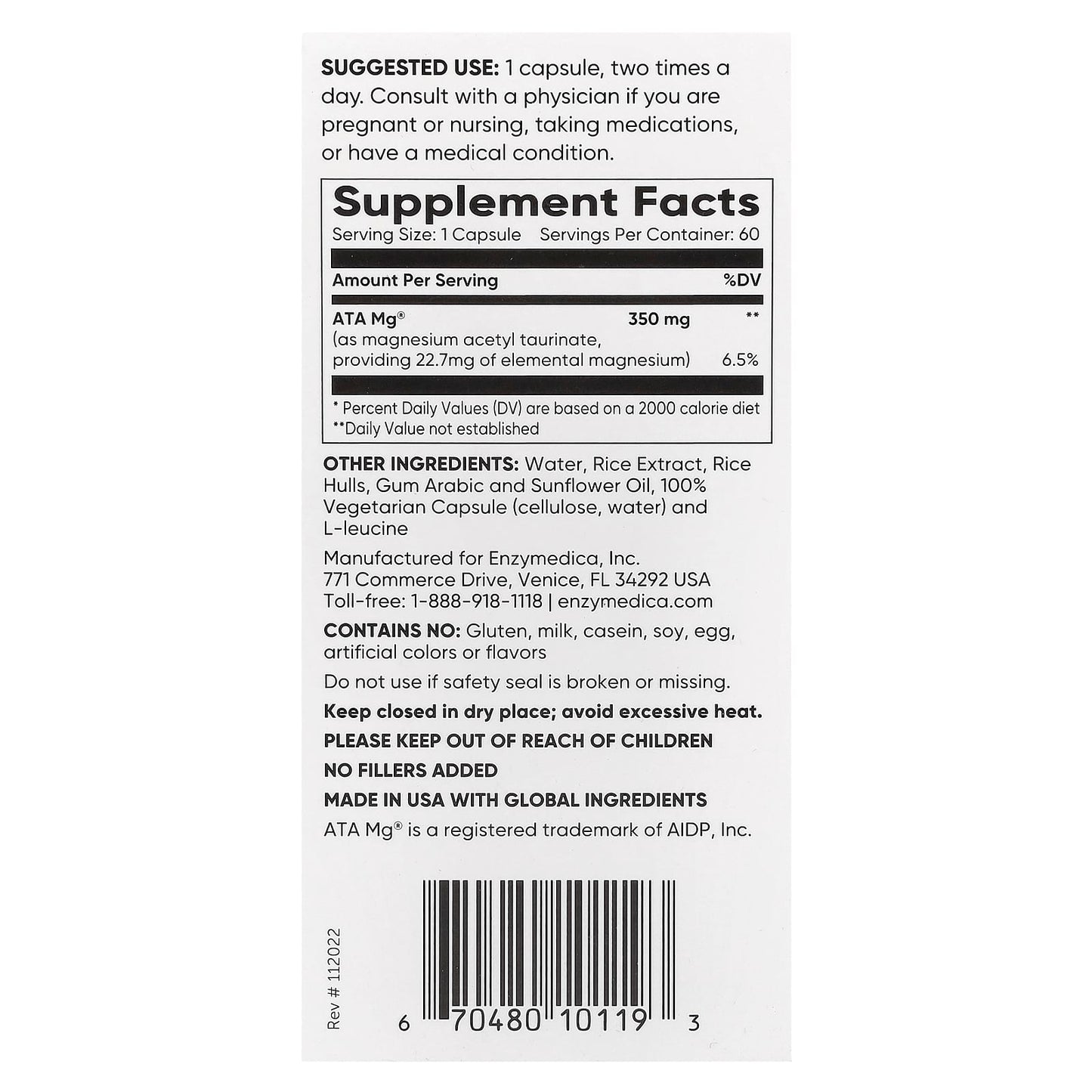 Unlock Better Sleep, Less Stress and Sharper Mind with Enzymedica's Magnesium 350mg Capsules - Image 2