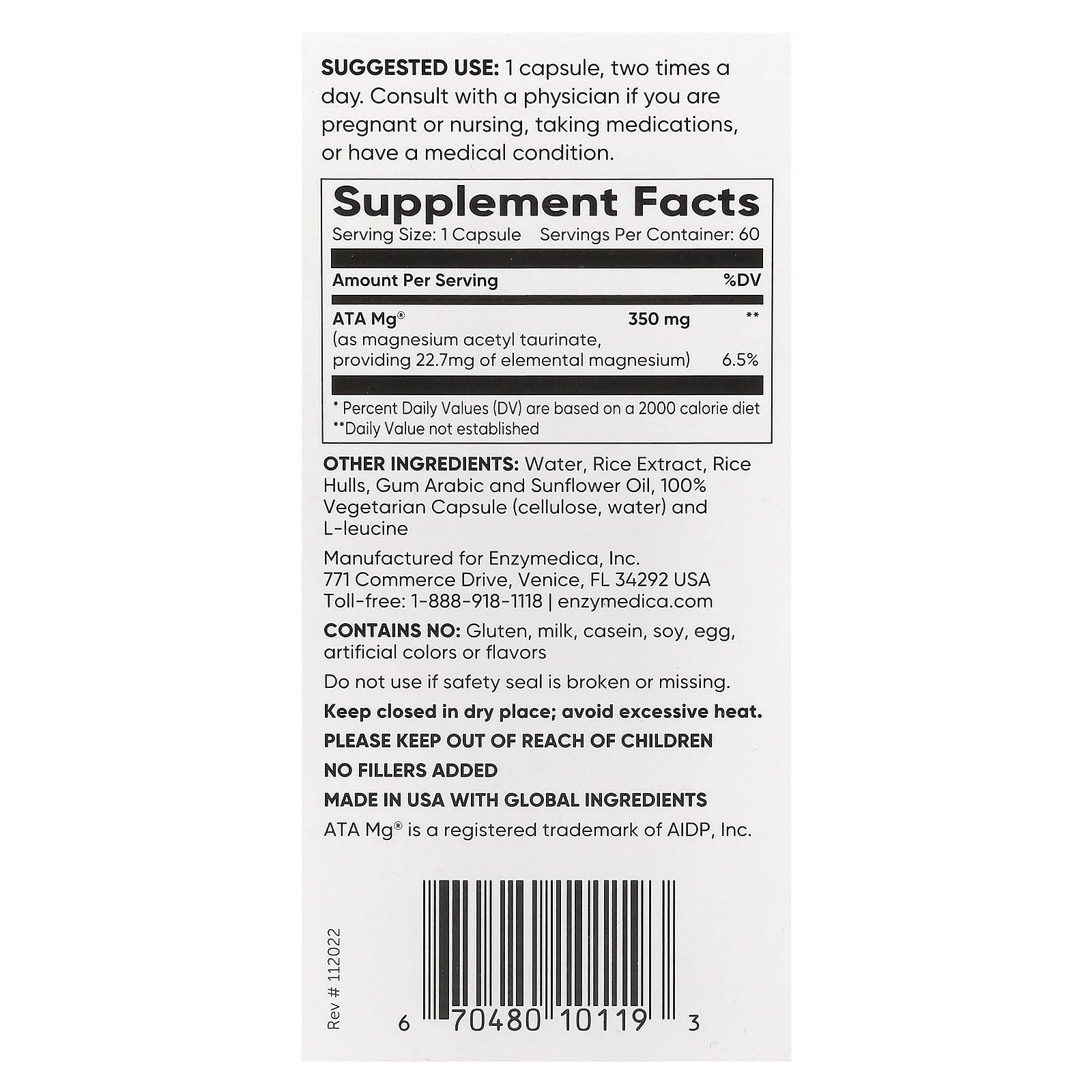 Unlock Better Sleep, Less Stress and Sharper Mind with Enzymedica's Magnesium 350mg Capsules - Image 2