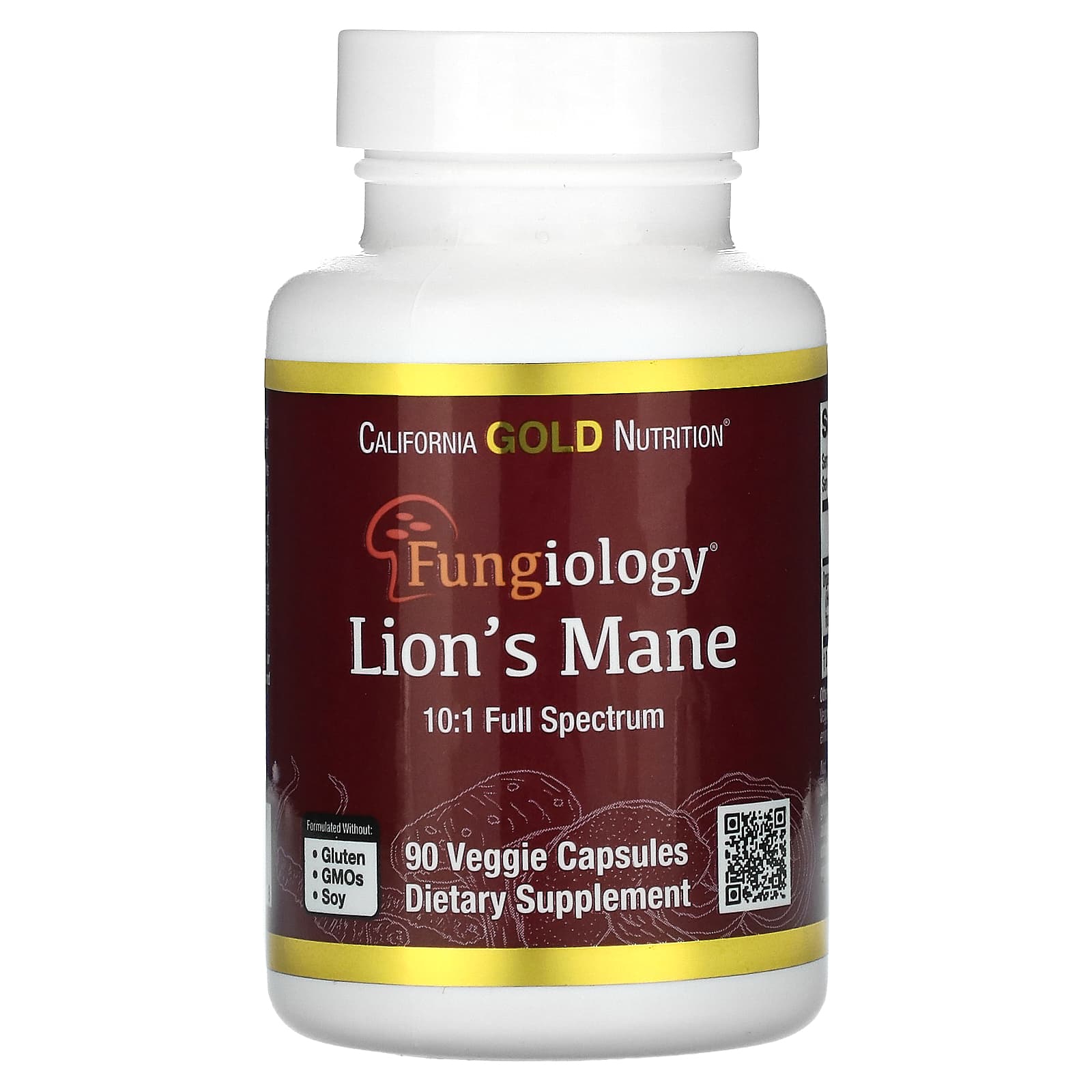 Organic Lion's Mane Capsules - California Gold Nutrition - 90 Count - Image 1