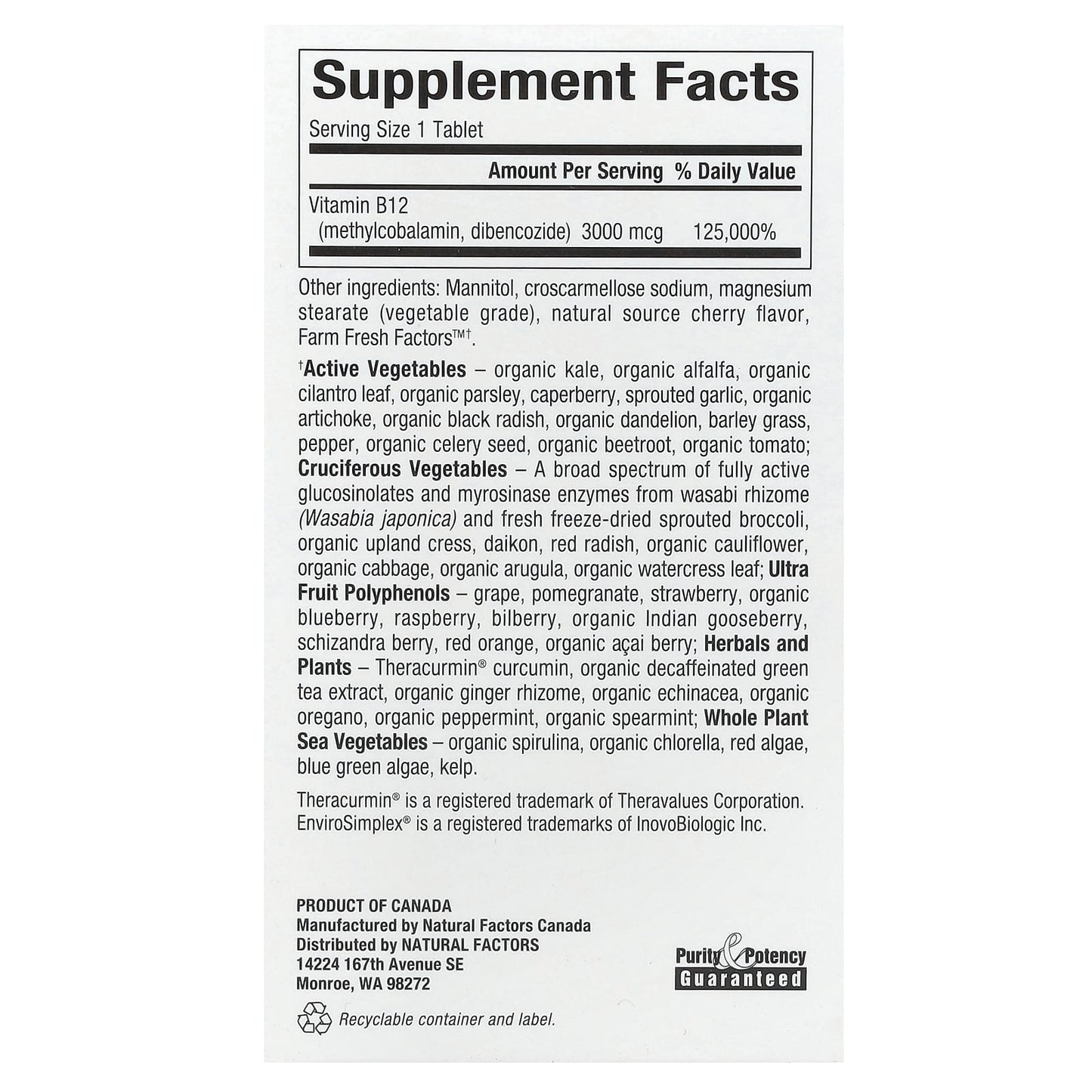 Natural Factors, BioCoenzymated, Methylcobalamin & Dibencozide, B12, 3,000 mcg, 30 Chewable Tablets - Image 2