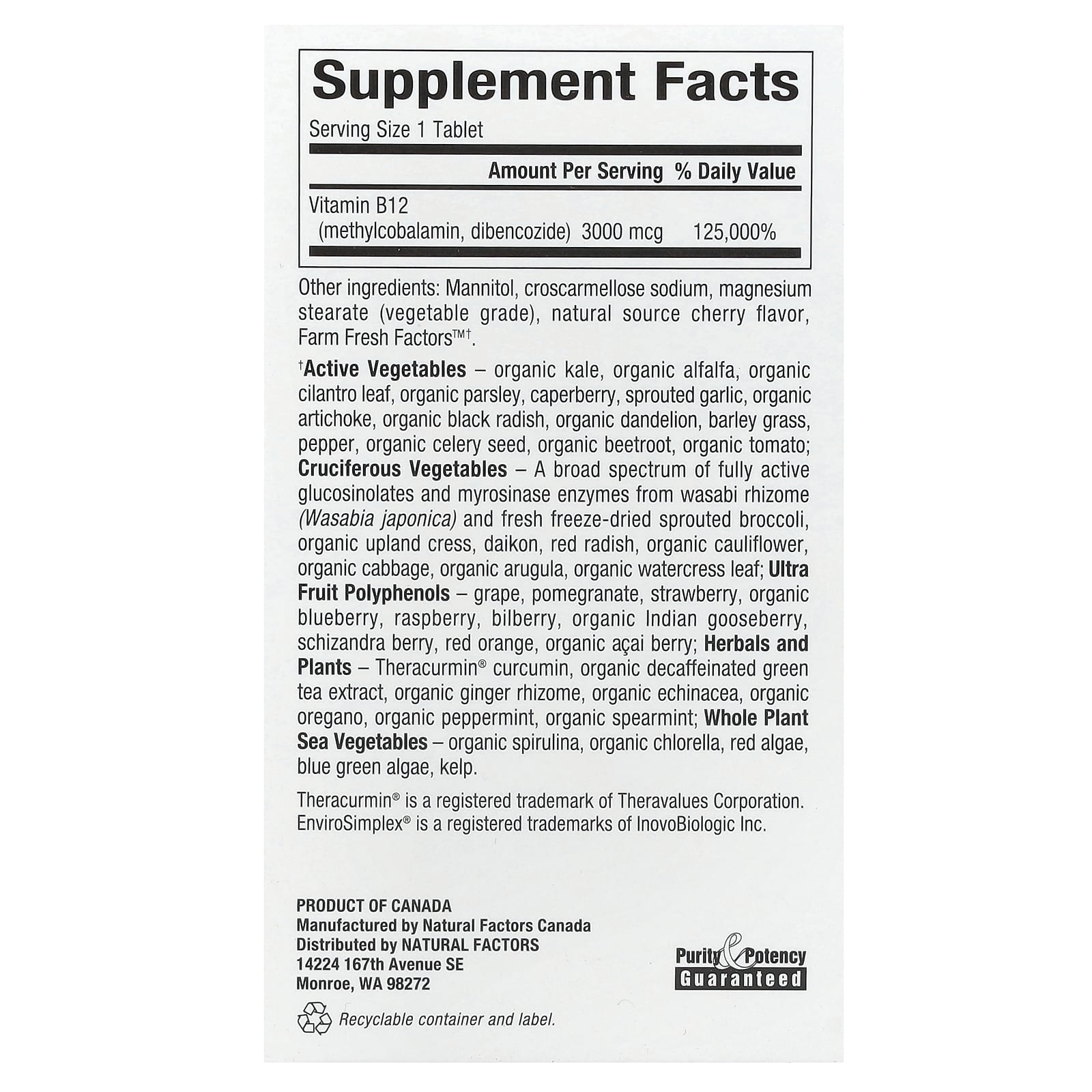 Natural Factors, BioCoenzymated, Methylcobalamin & Dibencozide, B12, 3,000 mcg, 30 Chewable Tablets - Image 2