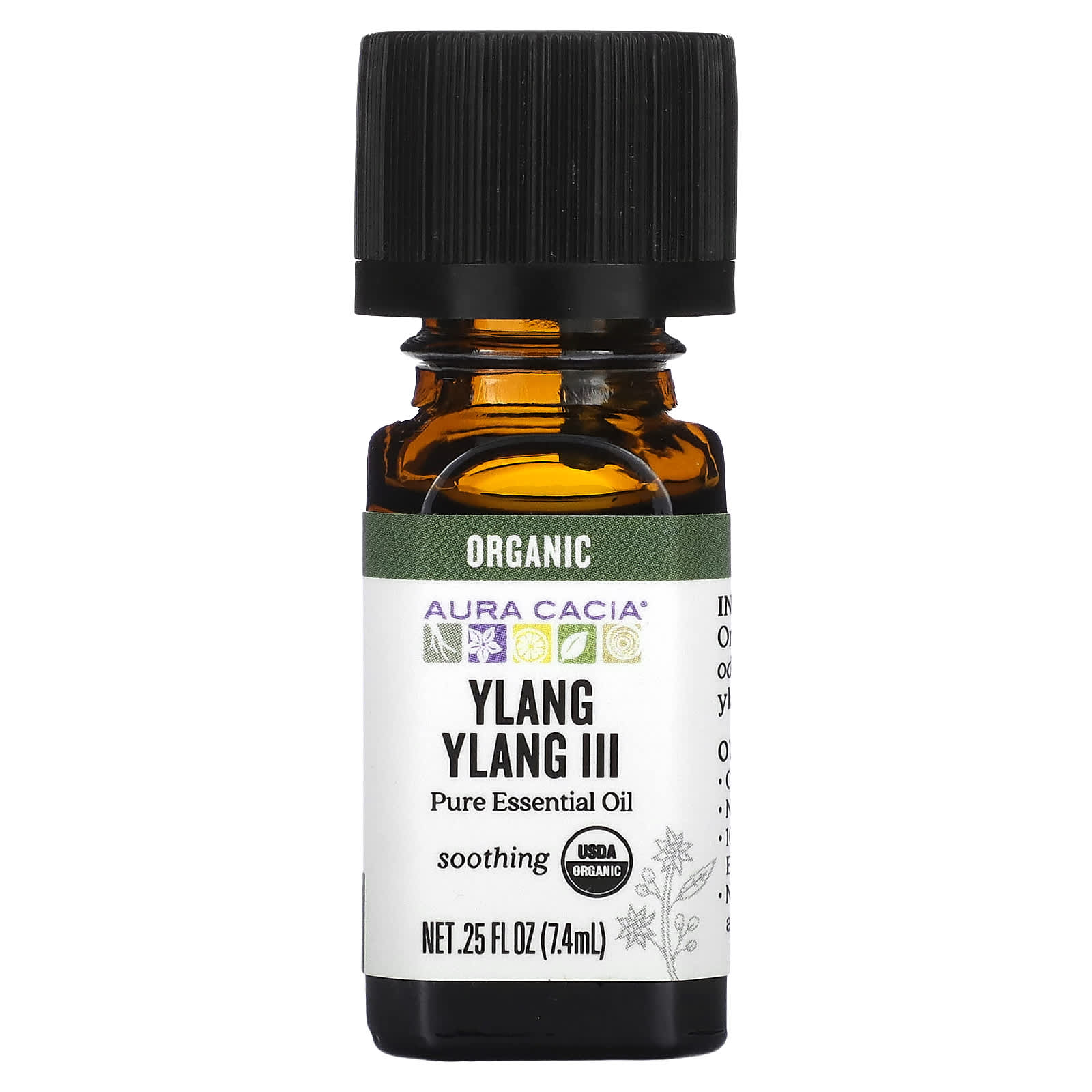 Aura Cacia Organic Ylang Ylang Essential Oil, 100% Pure, 0.25 fl oz - Image 1