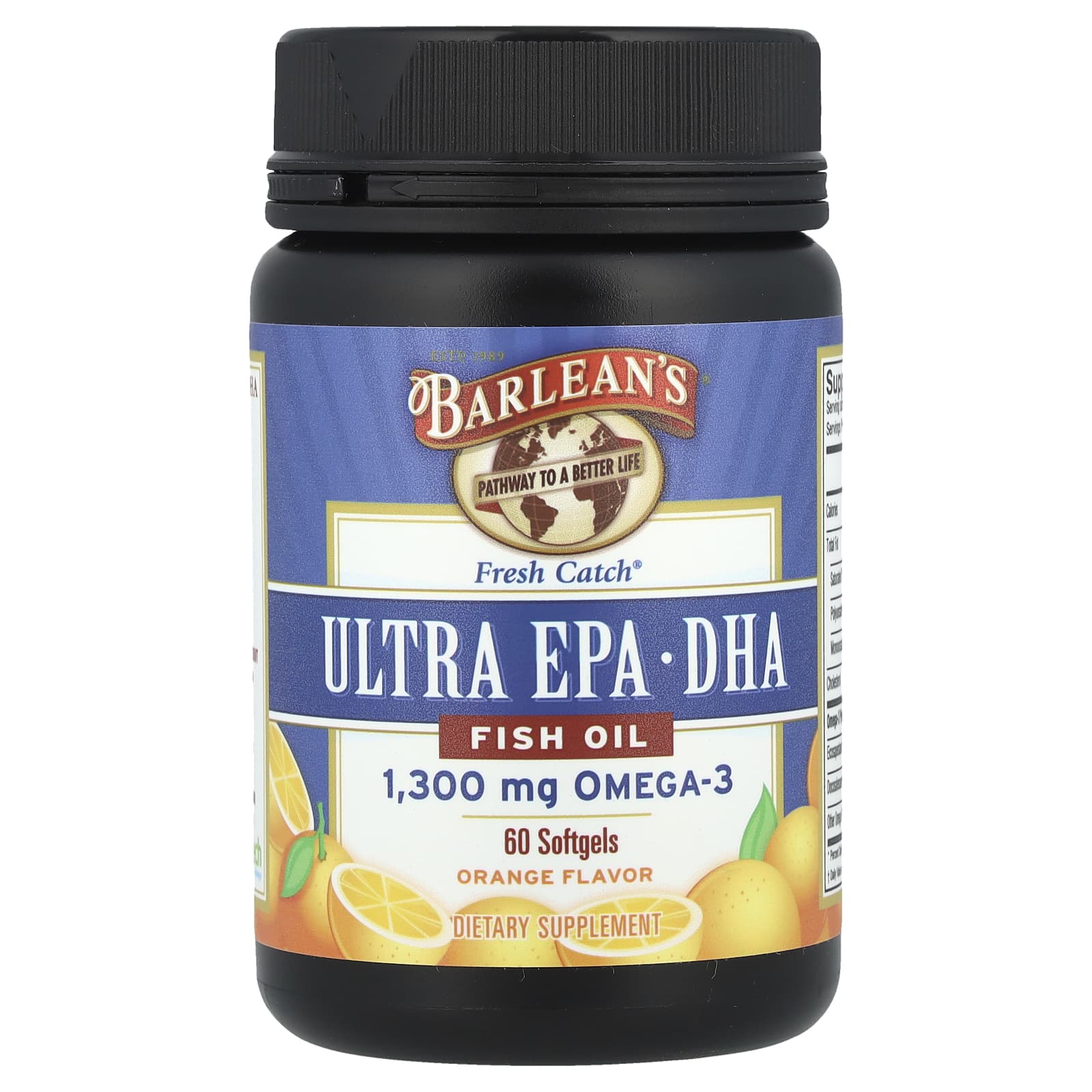 Barlean's, Fresh Catch®, Ultra EPA/DHA Fish Oil, Orange, 1,300 mg, 60 Softgels (650 mg per Softgel)
