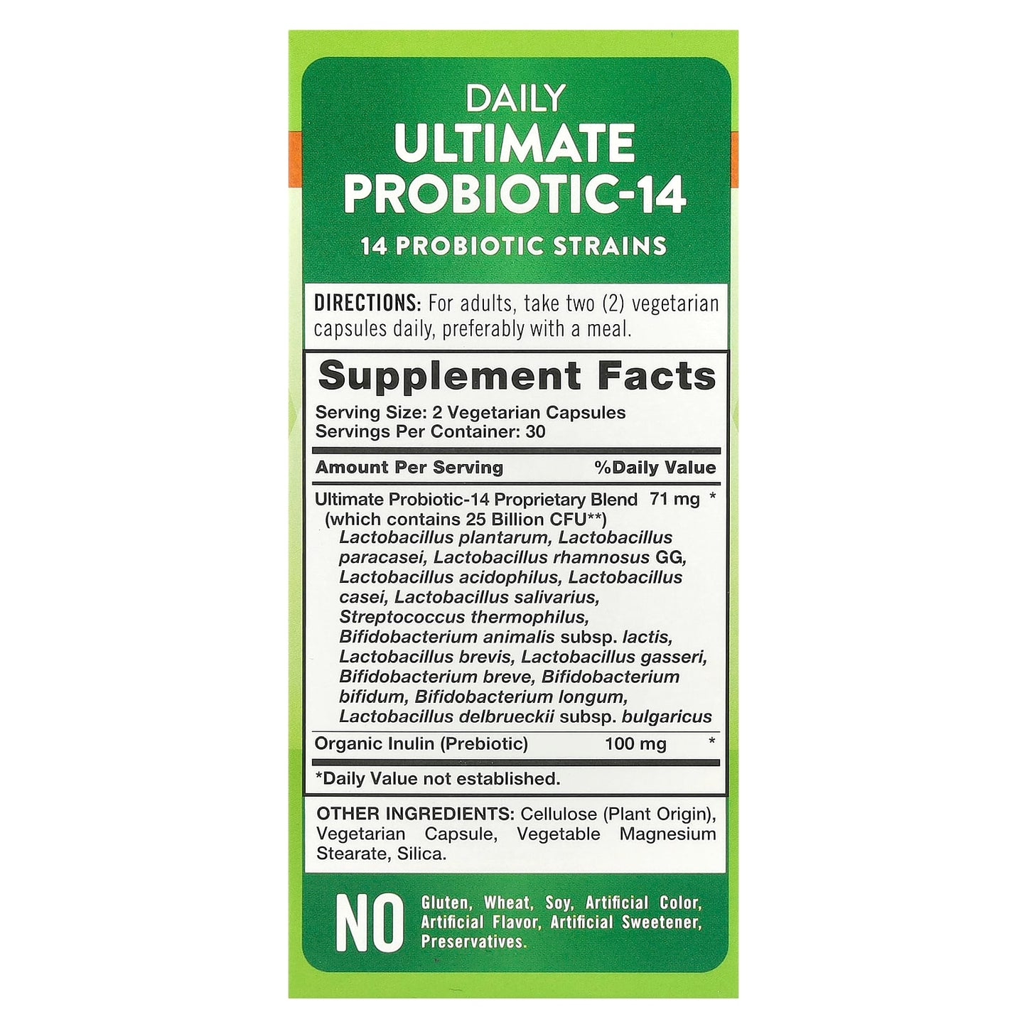 Nature's Truth, Daily Ultimate Probiotic-14, 25 Billion CFU, 60 Vegetarian Capsules - Image 2