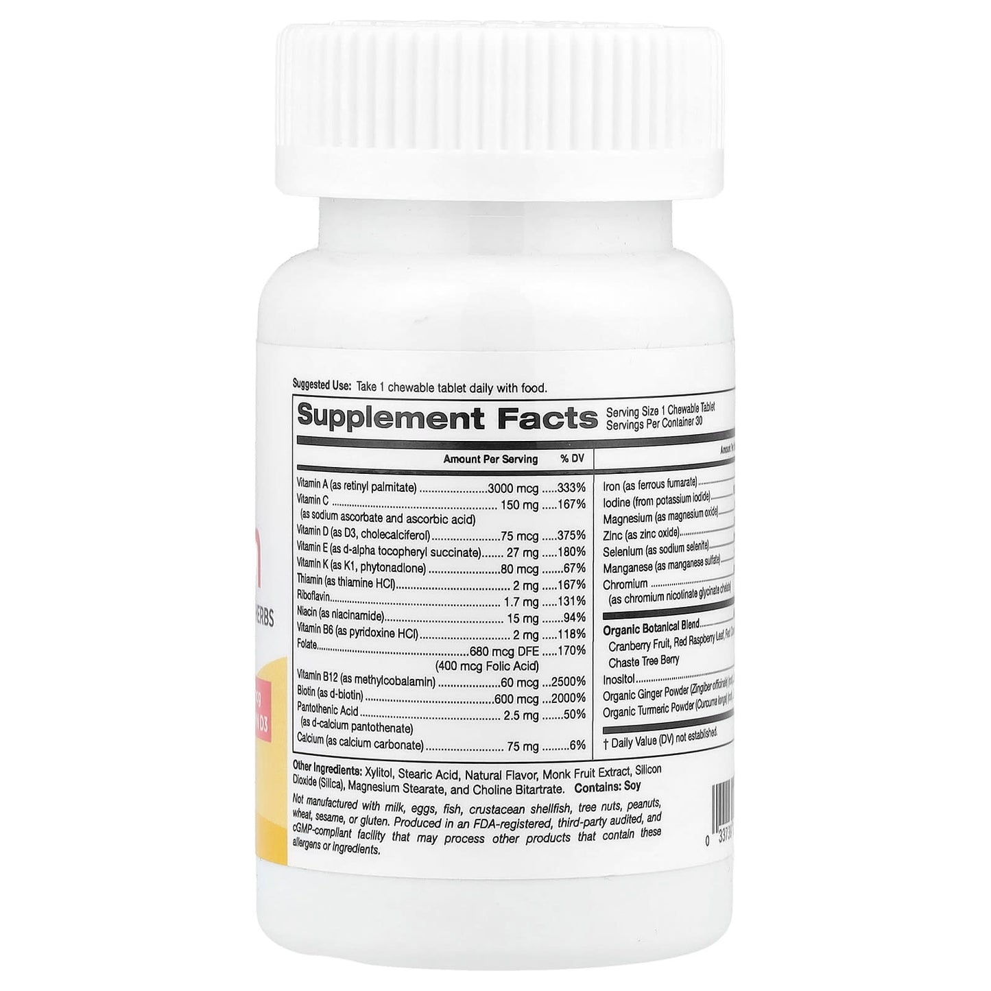 Women's Multivitamin with Organic Botanicals & Vitamin A, 30 Chewables - Image 2