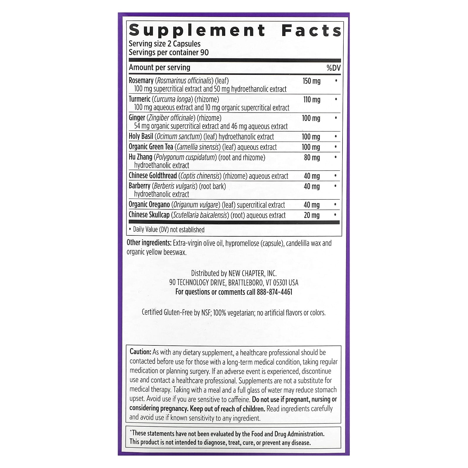 New Chapter, Zyflamend, 180 Vegetarian Capsules - Image 2
