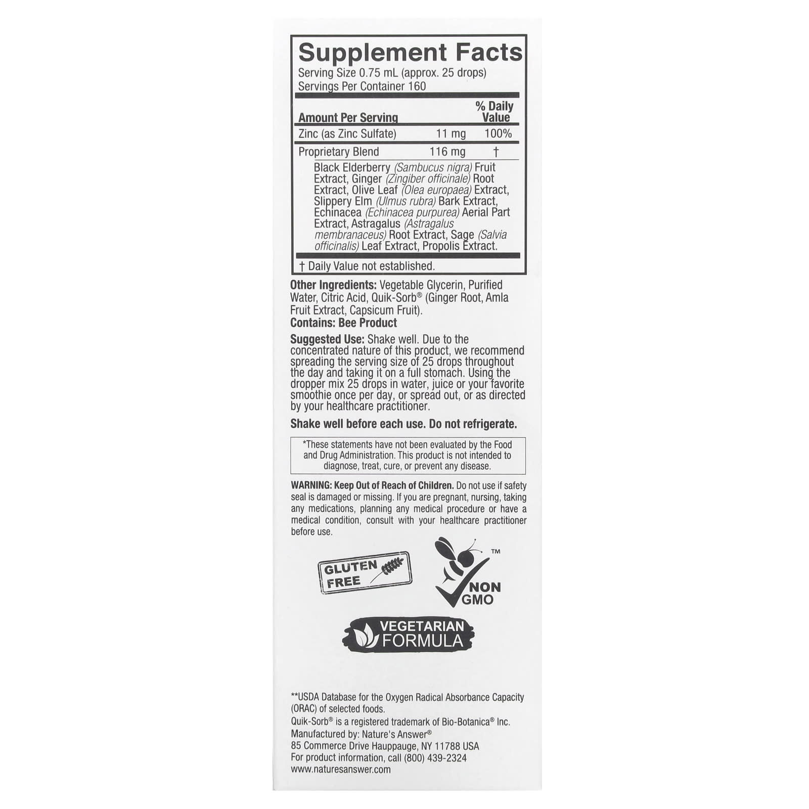 Nature's Answer, Ionic Zinc Immune with Black Elderberry, 4 fl oz (120 ml) - Image 2