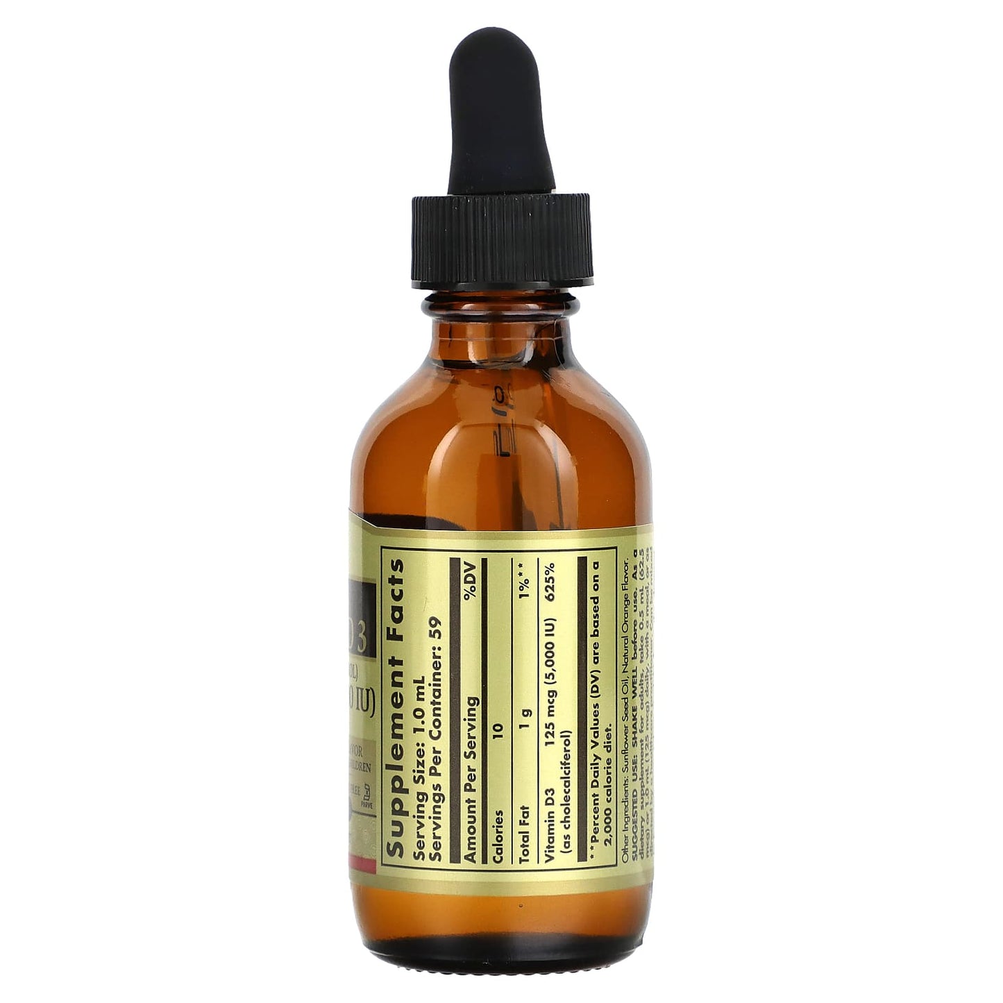 Solgar, Liquid Vitamin D3, Natural Orange , 125 mcg (5,000 IU), 2 fl oz (59 ml) - Image 2