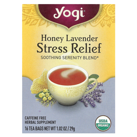Yogi Tea, Stress Relief, Honey Lavender, Caffeine Free, 16 Tea Bags, 1.02 oz (29 g) - Image 1