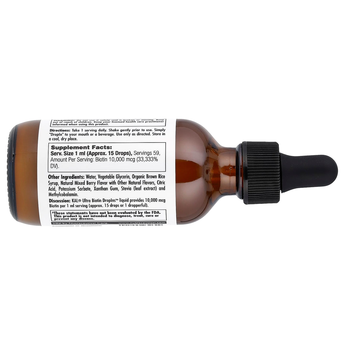 KAL Ultra Biotin Liquid - 10,000 mcg, Hair, Skin, Nail Support - Image 2