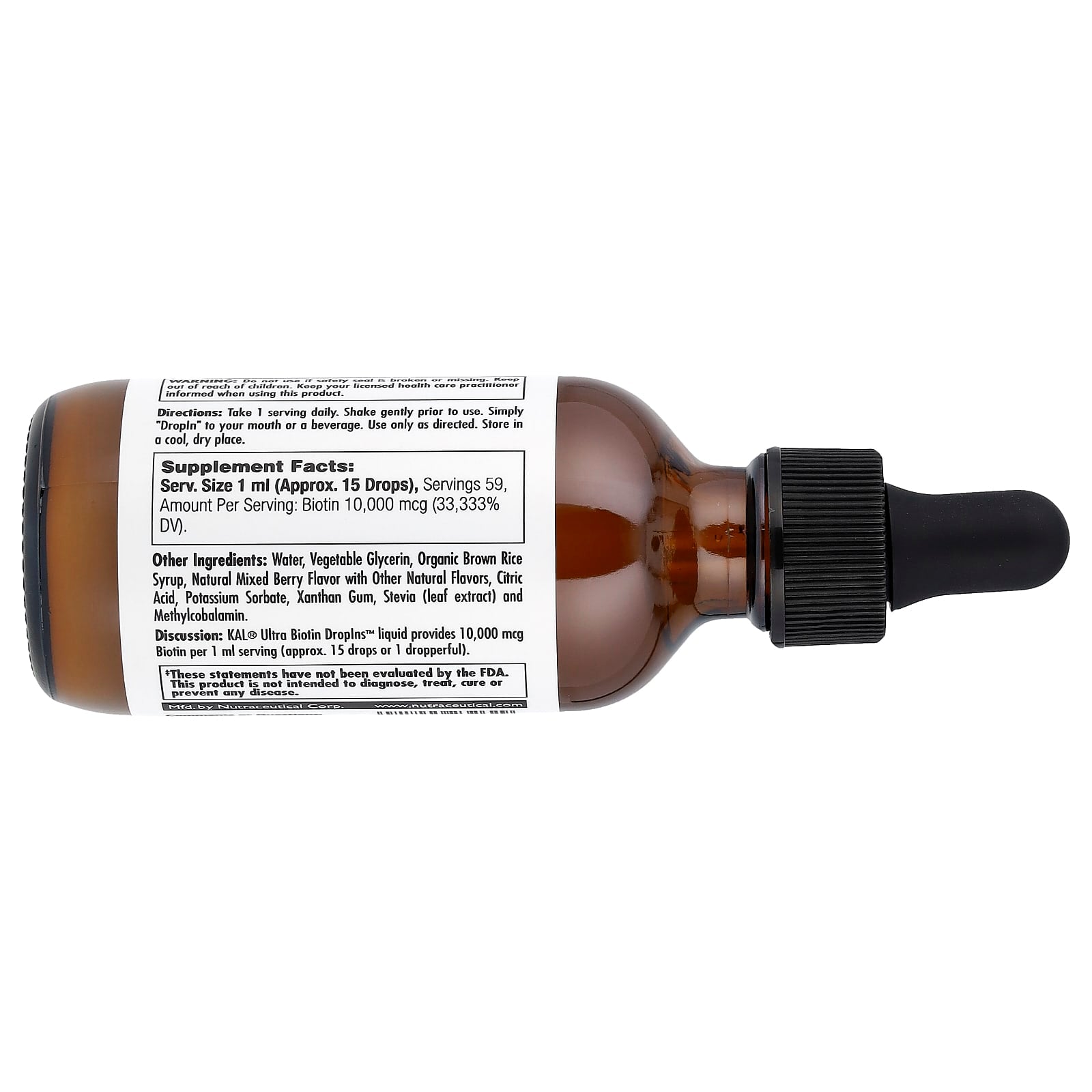 KAL Ultra Biotin Liquid - 10,000 mcg, Hair, Skin, Nail Support - Image 2