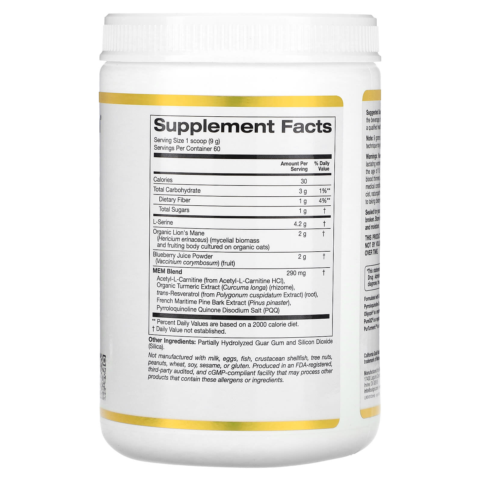 California Gold Nutrition - Memory Support Supplement, 1.12 lb (510g) - Image 2