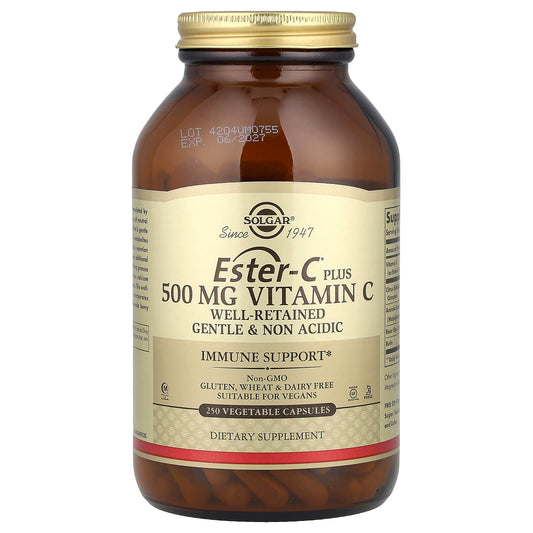 Solgar, Ester-C®, Plus Vitamin C, 500 mg, 250 Vegetable Capsules - Image 1