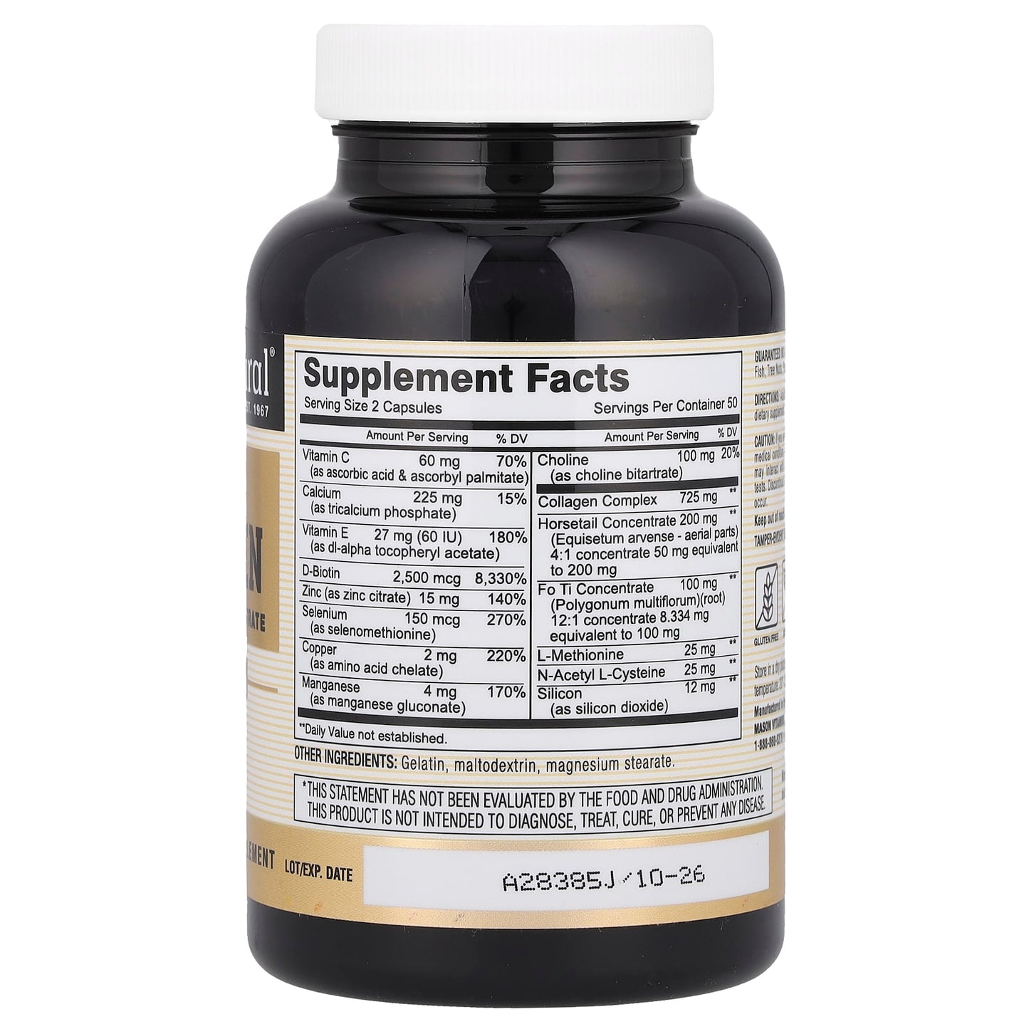 Mason Natural, Ultra Collagen with Horsetail Concentrate, 100 Capsules - Image 2
