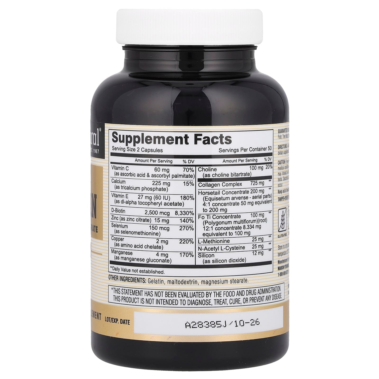 Mason Natural, Ultra Collagen with Horsetail Concentrate, 100 Capsules - Image 2
