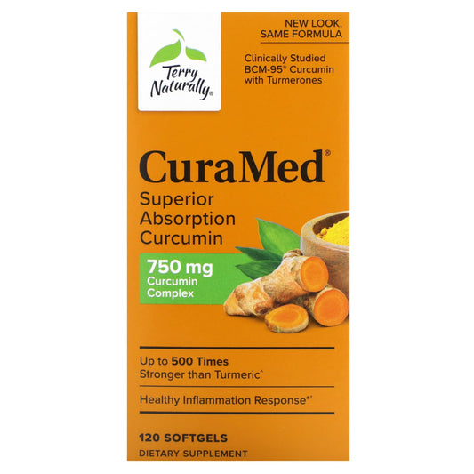 Terry Naturally, CuraMed, Superior Absorption Curcumin, 750 mg, 120 Softgels - Image 1