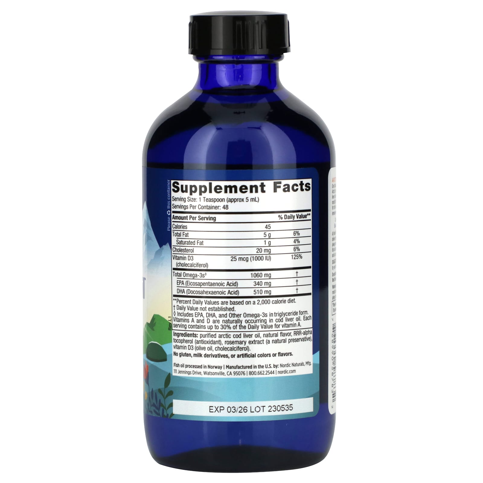 Nordic Naturals, Arctic-D Cod Liver Oil, Lemon, 8 fl oz (237 ml) - Image 2