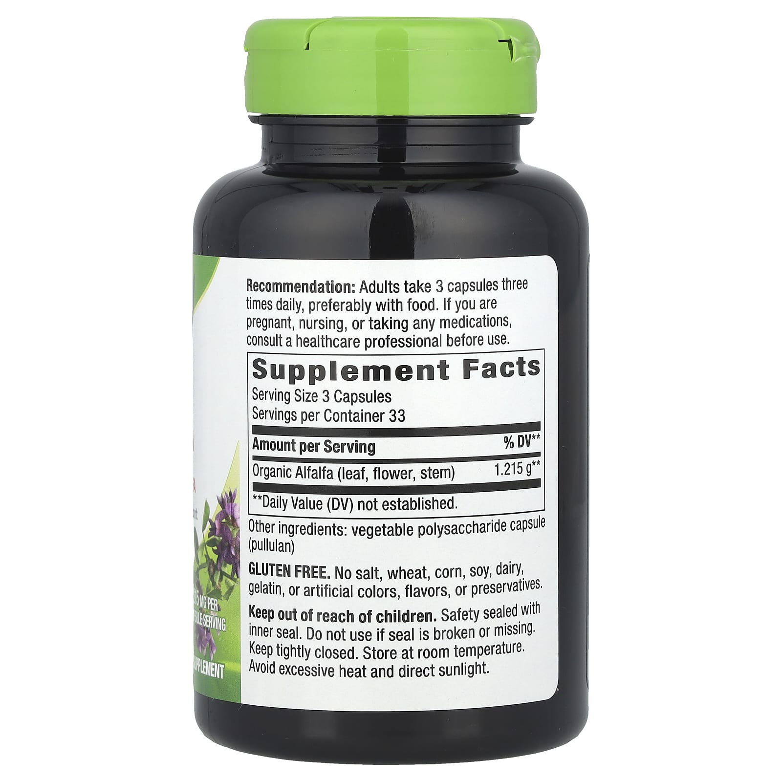 Nature's Way, Alfalfa, 100 Vegan Capsules (405 mg per Capsule) - Image 2