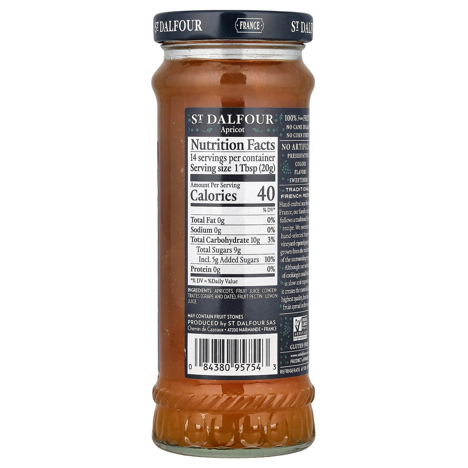 St. Dalfour, Apricot Fruit Spread, 10 oz (284 g) - Image 2